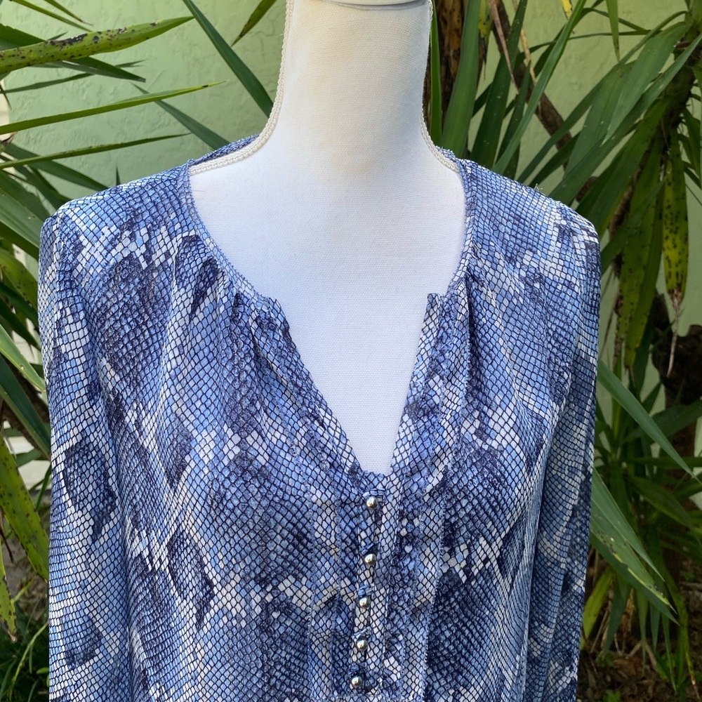 WHBM Navy Blue V Neck Blouse
